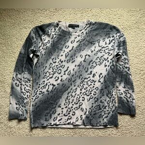 Skull Cashmere Leopard Print Sweater: Black/Gray